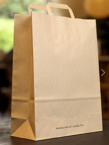 Large (380w+150x440h) Brown Flat Fold Handle Paper Bag