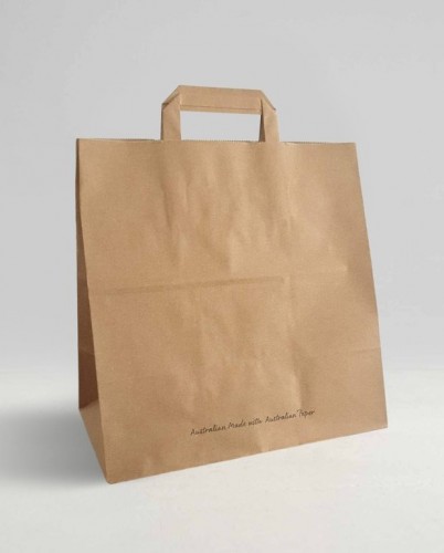 Medium CheckOut (320w+170x330h) Brown Flat Fold Handle Paper Bag