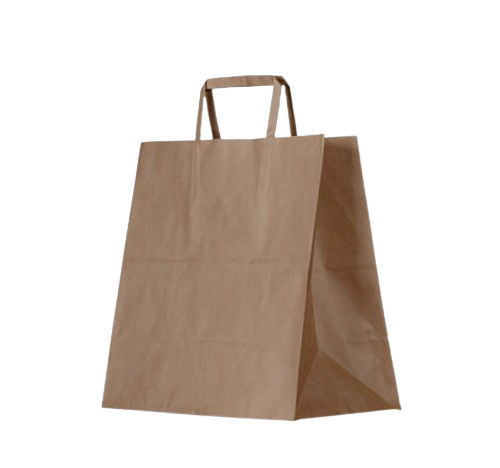 Small Takeaway (275w+150x275h) Brown Flat Fold Handle Paper Bag