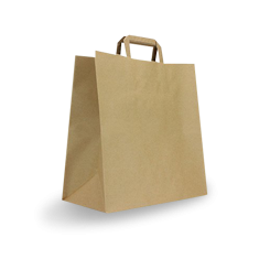 Takeaway (Like Uber-305w+180x305h) Brown Flat Fold Handle Paper Bag