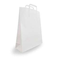 Medium (320+120x400h) White Flat Fold Handle Paper Bag