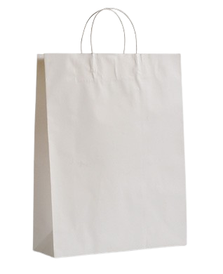 Large (400w+125x480h) White Twisted Paper Handle Paper Bag
